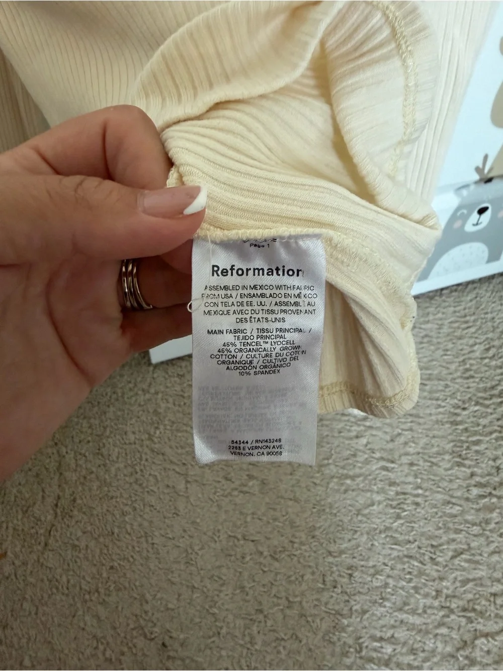 Reformation Miller KnitLong Sleeve Top | Cream | Size Medium | Sustainable Basic